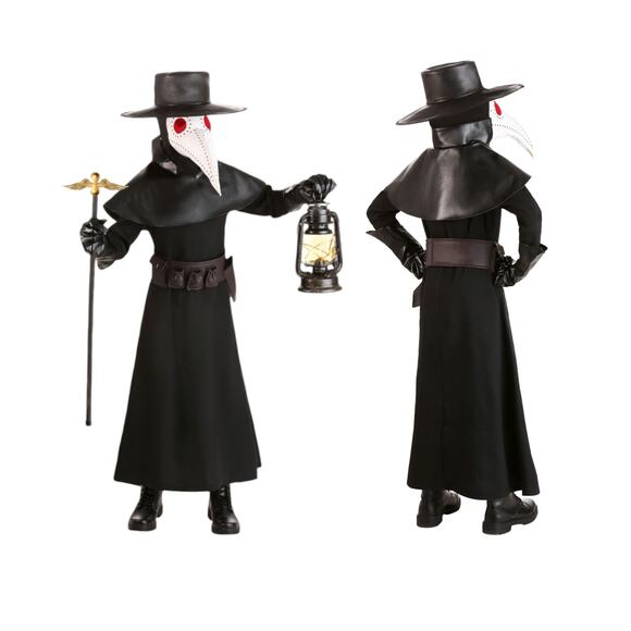 Halloween Costume Plague Doctor Scary Unisex Kid's Costume 2 Masks Included - Picture 2 of 16